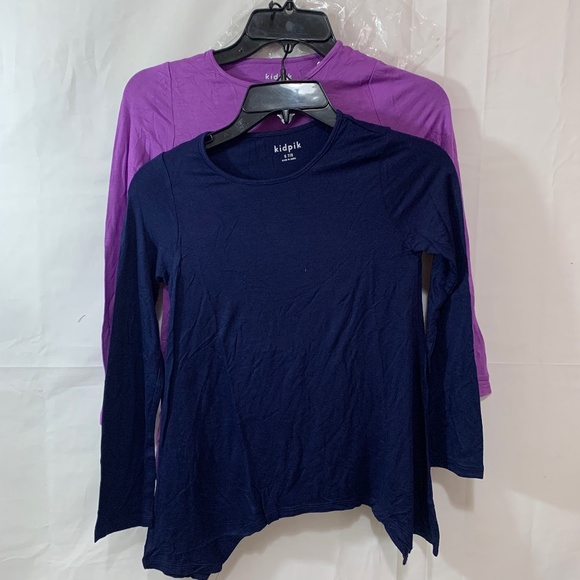 KidPik Girls 2-Pack Swing Top T-Shirts in Purple & Navy Size Small 7/8 - Picture 1 of 6